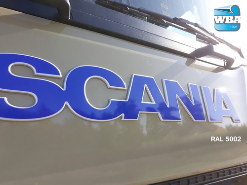 W.B.A. Aufkleber passend für Scania Emblem der Serie S und R ab Bj 2017 RAL 5002 - Bild 1 von 10