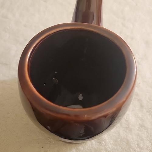 Vintage Ceramic Pottery Pipe Planter Novelty Brown Ceramic - Picture 3 of 4