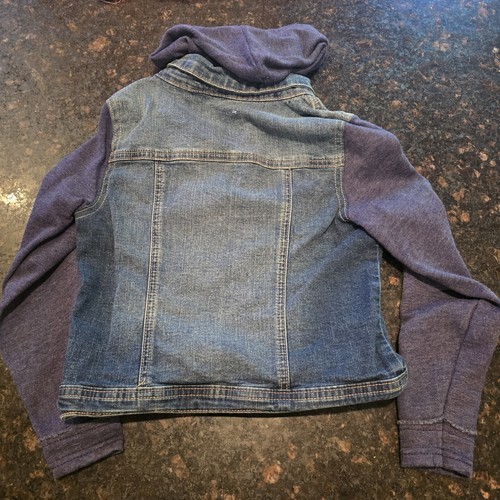 Justice Denim Blue Pink Jean Jacket Girls Size 8 Button Front Distressed Lot 2 - Picture 4 of 7