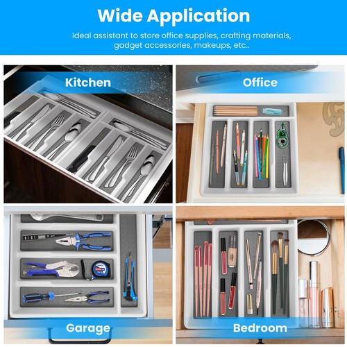 iMountek 2Pc Silverware Organizer Utensil Flatware Kitchen Drawer Storage Tray - Picture 8 of 10