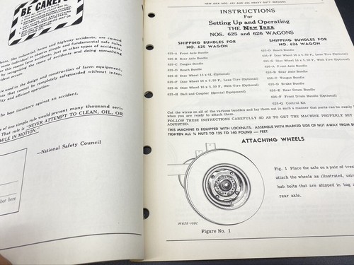 Vintage NEW IDEA 625 626 Farm Wagon Operating Instruction Operator's Manual - Picture 2 of 6