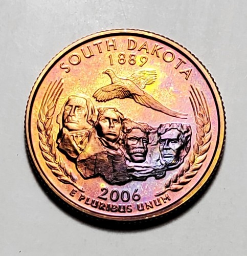 TONED 2006 S SOUTH DAKOTA STATE WASHINGTON QUARTER CLAD PROOF UNC #P1348
