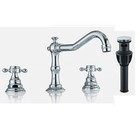 Chrome Bathroom Basin Sink Faucet Dual Handles 3 Hole Vanity Mixer Tap W/Drain