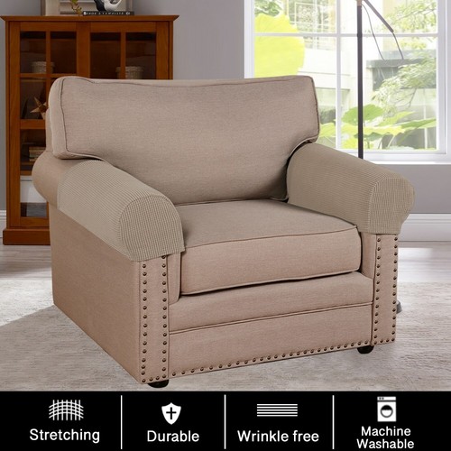 2 Stück Jacquard Sofa Armlehnenbezug für Wohnzimmer Abnehmbar Stretch Armschutz - Bild 2 von 36