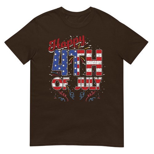 Fireworks Happy 4th Of July US Flag American 4th Of July T-Shirt - Picture 4 of 17