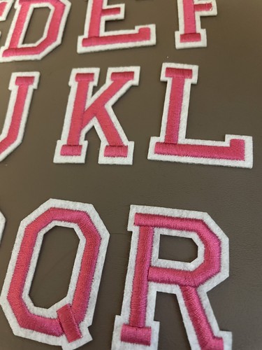 Embroidered Pink Iron on patches Alphabet Letters Your Choice 1-7/8" - Picture 5 of 7