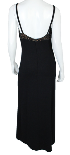 ST. JOHN EVENING Vintage Black & Tan Santana Knit Crystal Embellished Gown 6 - Picture 5 of 6