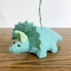 Dinosaur Christmas Ornament 6" Blue Felted Wool Plush