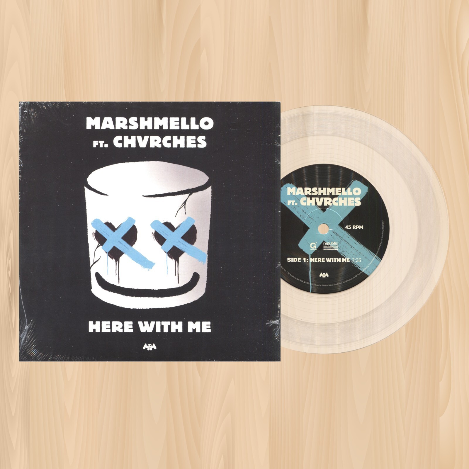 CLEAR VINYL--- MARSHMELLO/CHVRCHES Here With Me URBAN OITFITTERS 7" Single 0307