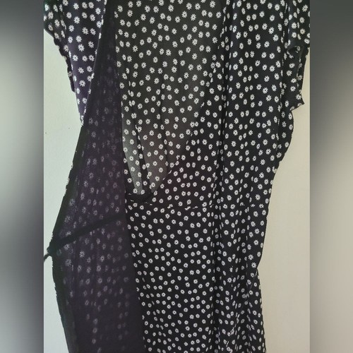 Reformation Sheer Black Ditzy Floral V Neck Boho Flowy Mini Wrap Dress Medium - Picture 7 of 9