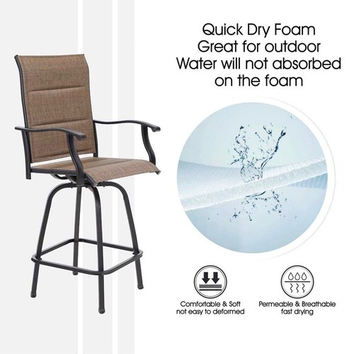 Swivel Patio Bar Stools of 6 Outdoor Barstools Kitchen Bar Chairs - Picture 5 of 11