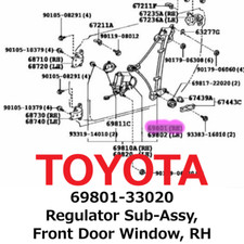 【NEW】Toyota Genuine Lexus ES300 Sub-Assy, Front Door Window,RH 69801-33020