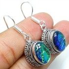 Triplet Opal Gemstone Handmade 925 Sterling Silver Jewelry Earring Sz 1.2''