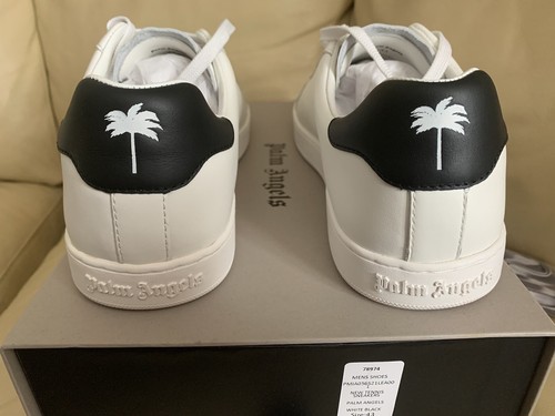 RRP£295 BNWT Palm Angels Logo Tennis Designer Sneakers Trainers White/gold 9UK - Picture 8 of 12