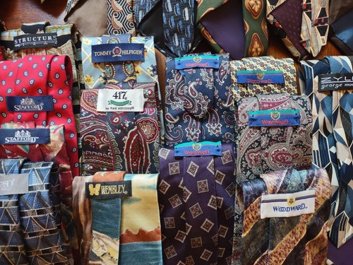 Reseller Lot of 50 Men’s Neckties Hilfiger Lauren Bugatti Robert Talbot Woodward - Picture 12 of 14