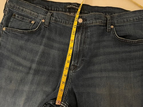 Men Calvin Klein Straight Jean Blue Pants Cotton Elastane Tag 40x30 - Meas 42x30 - Picture 7 of 9