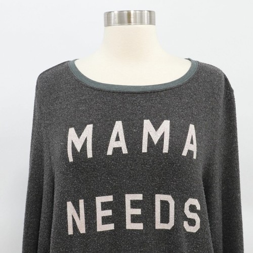 Wildfox Graphic Sweatshirt Sweater Top Womens M Gray Mama Needs Rosé Textured - Picture 3 of 11