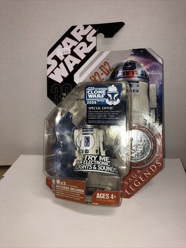 Star Wars 30th Saga Legends R2D2 Silver Coin 2007 Hasbro - Afbeelding 1 van 5