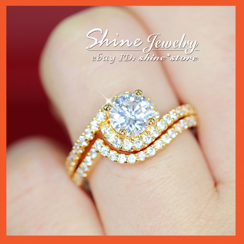 18K WHITE YELLOW GOLD GF INFINITY SOLITAIRE LAB DIAMOND ENGAGEMENT WEDDING RINGS - Picture 4 of 13