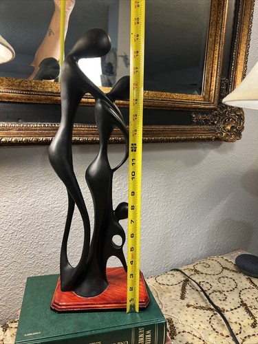 Vintage handgeschnitzte Holz Mutter, Vater Kind Statuette, abstrakte Familienskulptur - Bild 10 von 12