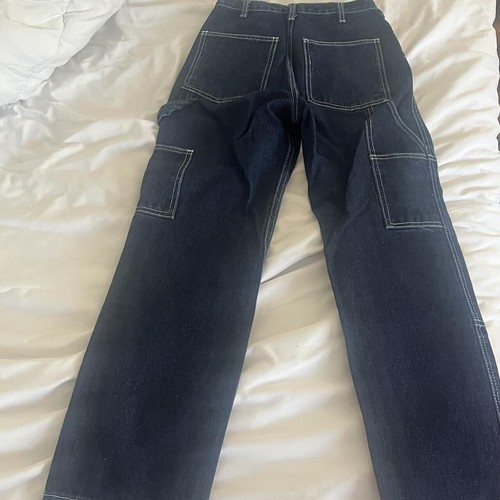Brandy Melville J. Galt Dark-Wash High-Waisted Painter Carpenter Mom Jeans Small - Picture 2 of 2
