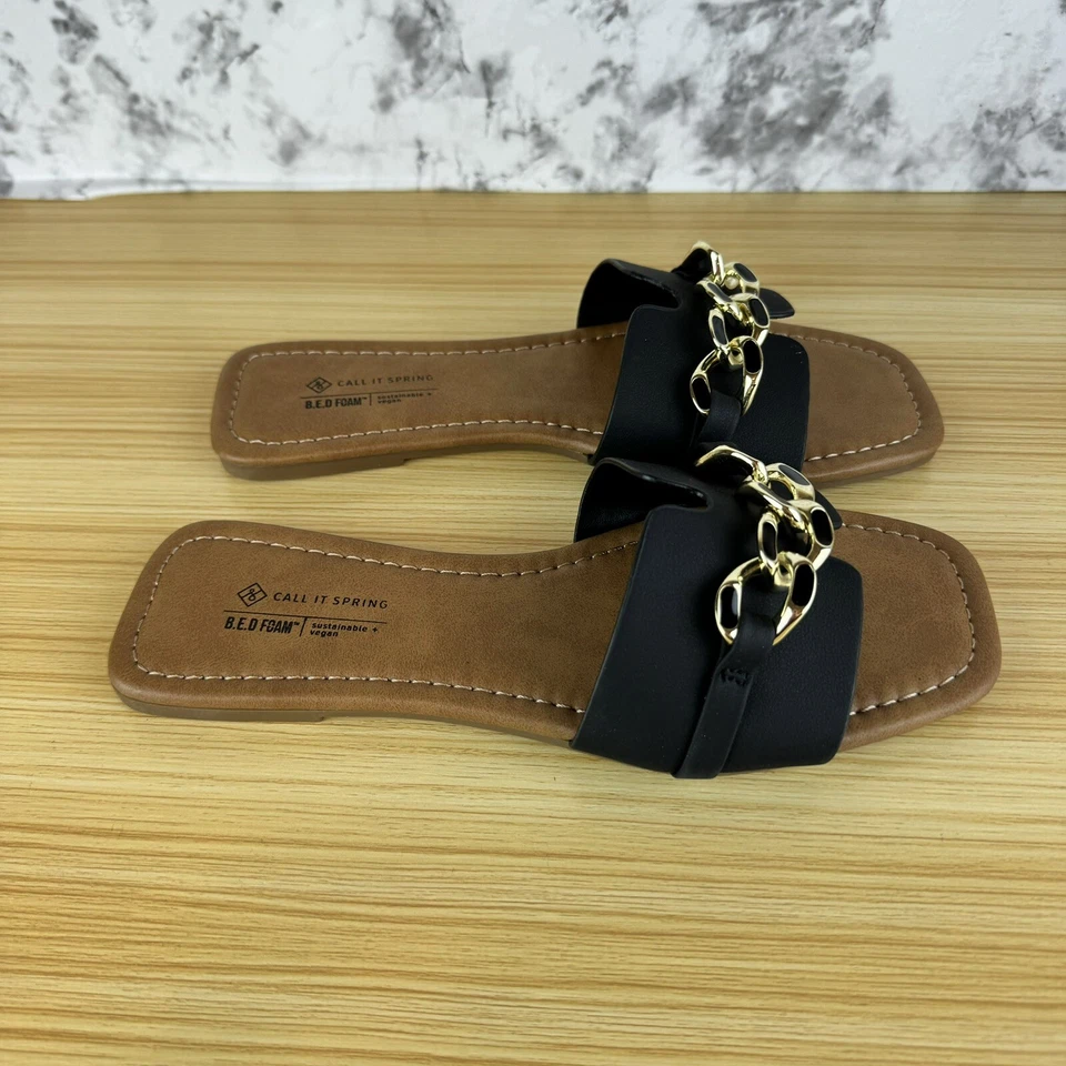 CALL IT SPRING Kiaraa Chain Strap Sandal (Women) Size 7 ( Black ) - Image 4 of 4