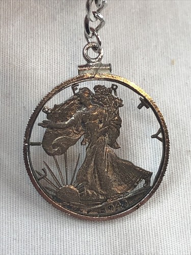 1943 Walking Liberty Half Dollar Silver Coin Cut Out Keychain! Sterling Silver! - Picture 3 of 5