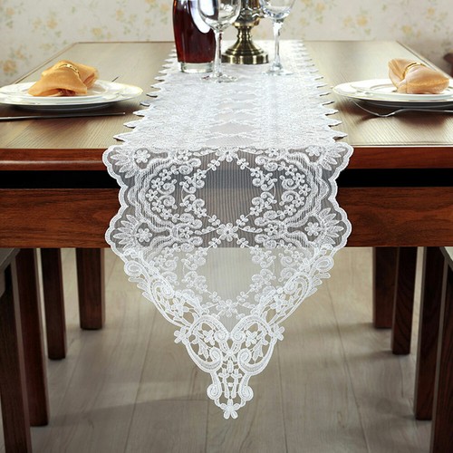 Elegante Pizzo Runner da Tavolo Ricamo Floreale Rustico Matrimonio Decorazione - Foto 4 di 7