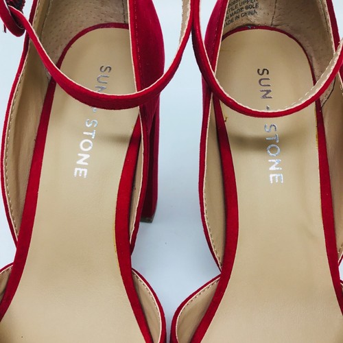 Sun & Stone Damen rot Wildleder Slingback 4" Plateau Blockabsatz Größe 6,5 M - Bild 7 von 12