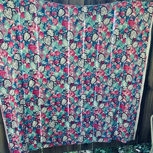 De colección Años 70 Transimpresión Acuarela FLORAL TROPICAL Hojas Polietileno TELA 1,75 yardas - Imagen 2 de 4