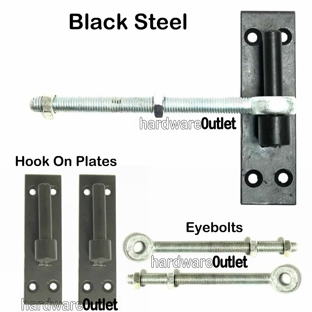 1 Pair 12 mm Gate HINGE PINS + EYE BOLTS for Band & Hook Hinges Galv