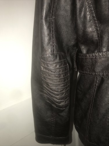 NWT Ladies Guess Brown Faux Leather Side Zipper Biker Casual Jacket Sz:L - Picture 4 of 7