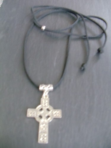 Celtic Cross Necklace Adjustable Cord Large Pendant Triquetra Unisex Boho Gift - Picture 7 of 8