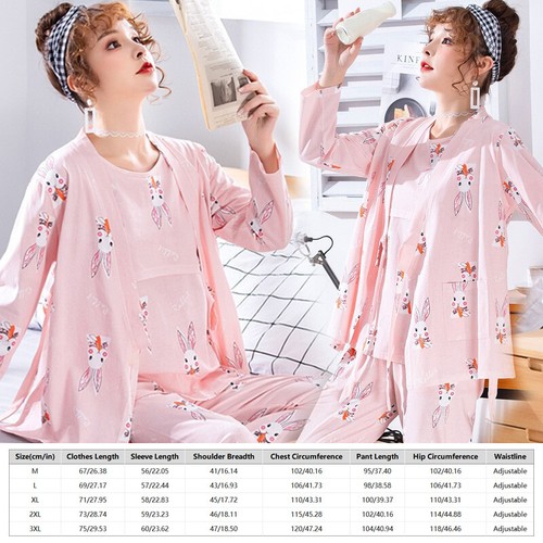 3PC/Set Pregnant Pajama Maternity Breastfeeding Nightwear Pregnancy Clothes - Picture 4 of 30