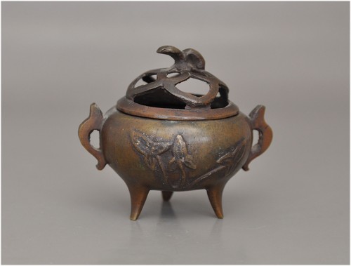 Kleines antikes Potpourri / Räuchergefäß aus Bronze - Bild 2 von 3