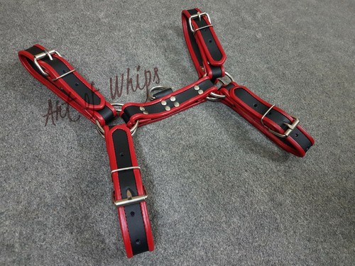 MENS LEATHER ADJUSTABLE CHEST STRAP HALF HARNESS CLUB-WEAR COSTUME COLOUR OPTION - Picture 3 of 12