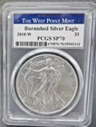2018 W BURNISHED AMERICAN SILVER EAGLE PCGS SP70 WEST POINT MINT LABEL KEY DATE