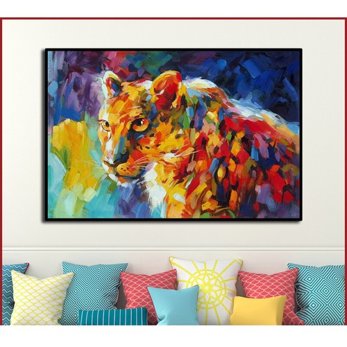 Animal Hand-painted Oil Painting Cheetah Home Decoration Mural Wall Painting - Picture 3 of 4