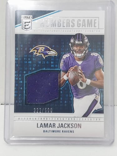 2024 Donruss Elite Football Numbers Game Lamar Jackson 322/500 Memorabilia Card - Imagen 1 de 2