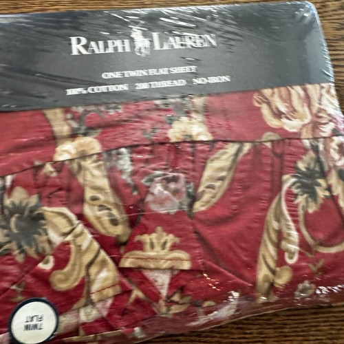 Vintage 1990s Ralph Lauren Danielle Floral Flat And Fitted Sheet Set Of 2 Red - 第 8/15 張圖片