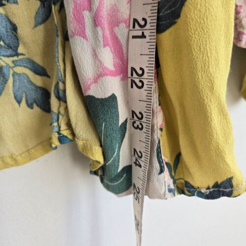 Anthropologie Women's One Size Yellow Floral Print Open Front Light Shrug Cardi - Picture 5 of 6