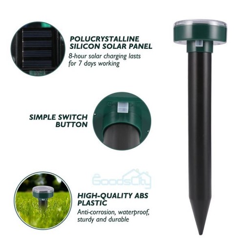 Solar Power Animal Ultrasonic Repellent Mice Gopher Mole Pest Snake Repeller LED - Picture 29 of 42