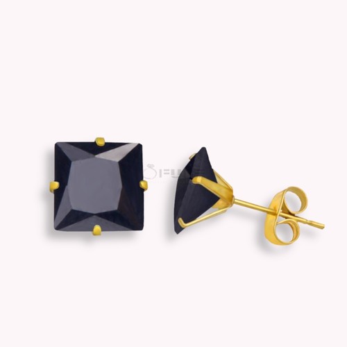 Hypoallergenic Stainless Steel Square Cubic Zirconia Helix Ear Stud Earrings - Picture 32 of 154