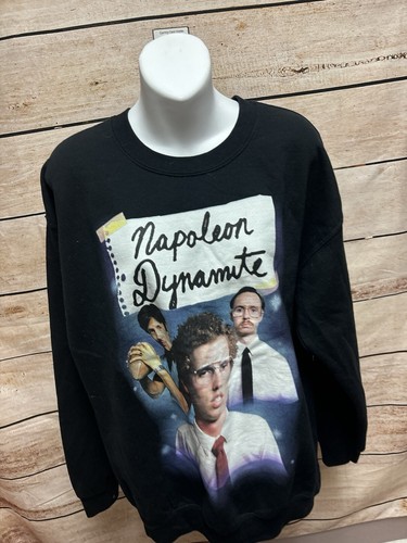 Napoleon Dynamite Womens Crewneck Sweatshirt Size Large Black Petro Uncle Rico - 第 8/12 張圖片