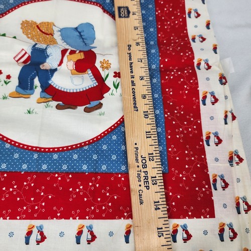 VINTAGE Fabric Pillow Pattern Amish Girl Boy CRANSTON PRINT Red White Blue 14" - Picture 7 of 8