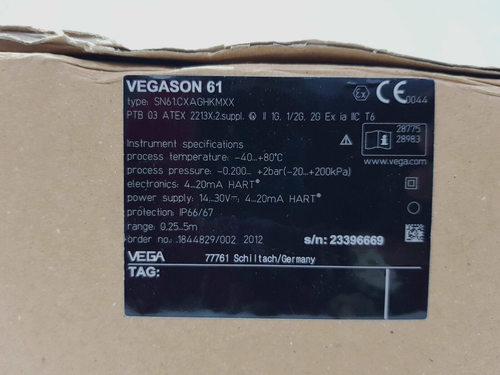 VEGA VEGASON 61 ULTRASONIC LEVEL SENSOR SN61.CXAGHKMXX - 第 9/12 張圖片
