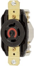 Hubbell HBL2410, Locking Device Receptacle, 20A 125/250V, L14-20R, Bk, 1 PC