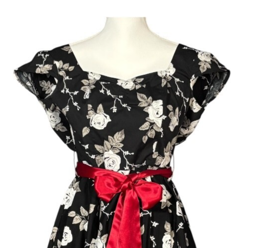 Hell Bunny Vixen Dress Size Small Floral Short Sleeve Retro Pinup Whimsygoth - Picture 4 of 11