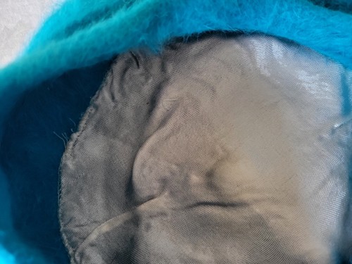 Béret en mohair bleu turquoise Vintage mohair beret t.57cm M - Imagen 9 de 13