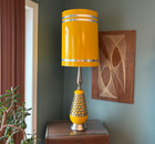 Vintage Statement Decor Lamp With Light Up Base Yellow & Chrome 1960s MODPOP
